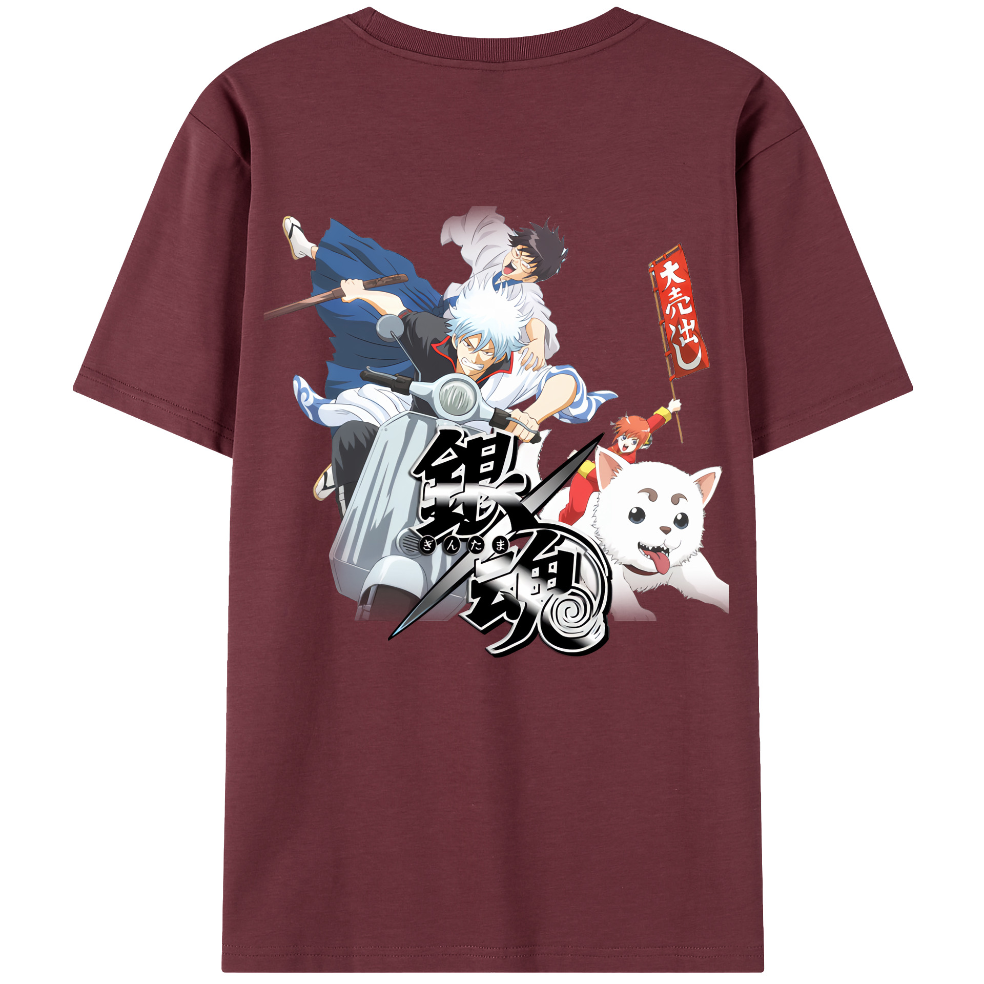 （画像用） ぎんたま 坂田銀時（さかたぎんとき） 神楽 志村新八（しむら しんぱち） GINTAMA Sakata Gintoki Kagura Shimura Shinpachi 綿100％半袖Tシャツ（背面プリント）